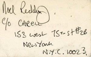 Noel Redding Signed Business Card. JSA Authentic Certified  Image 1