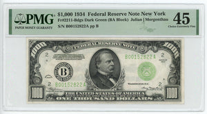 1934 $1000 Federal Reserve Note. PMG 45 Choice Extremely Fine Image 1