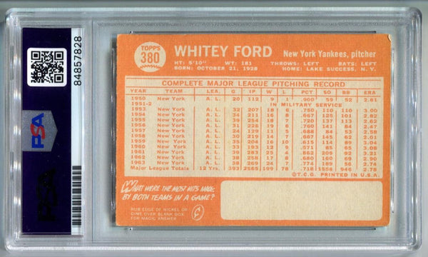 1964 Topps Whitey Ford Signed #380. Auto PSA Image 2