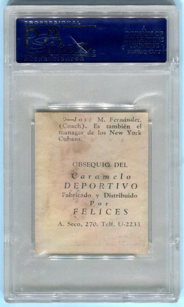 Jose Fernandez 1945-46 Caramelo Deportivo Cuban League Card. PSA 3 Image 2