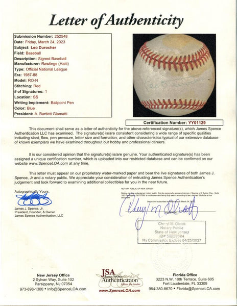 Official Single Signed 1980s Leo Durocher NL Ball.  Image 3