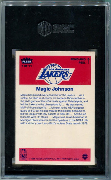 Magic Johnson 1986 Fleer Sticker #7. SGC 6 Image 2