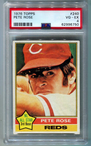 1976 Topps Pete Rose #240 Baseball Card. PSA 4 Image 1