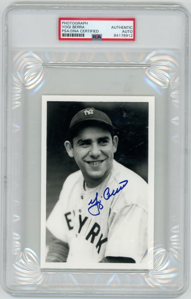 Yogi Berra Signed 4x6 Photograph, George Brace Image. Auto – Brigandi Coins  & Collectibles