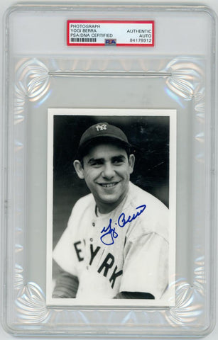 Yogi Berra Signed 4x6 Photograph, George Brace Image. Auto PSA Image 1