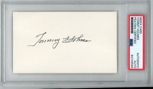 Tommy Holmes Signed Index Card. Auto PSA Image 1