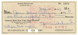 Joanne Woodward Signed Check. Auto JSA Image 1