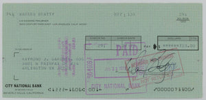 Warren Beatty Signed Check. Auto JSA Image 1