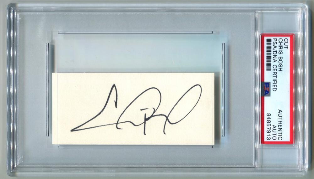Chris Bosh Signed Cut Autograph. PSA Image 1