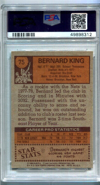 Bernard King 1978 Topps Trading Card. Auto PSA Image 2