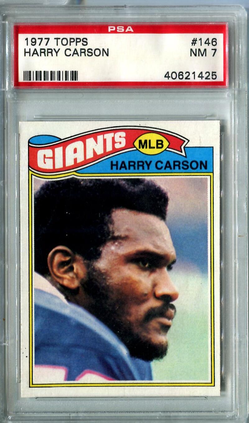 Harry Carson 1977 Topps Trading Card. Auto PSA Image 1