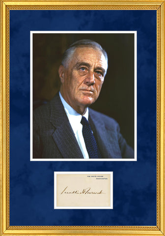 Franklin D. Roosevelt Autograph Display, FDR Signed White House Card. Auto PSA 8 JSA Image 1