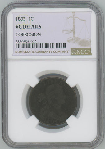 1803 Draped Bust Large Cent, NGC VG Details Image 1