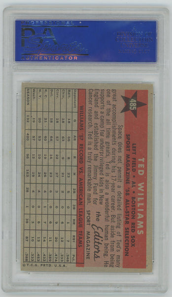 1958 Topps Ted Williams All Star #485. PSA 6 Image 2