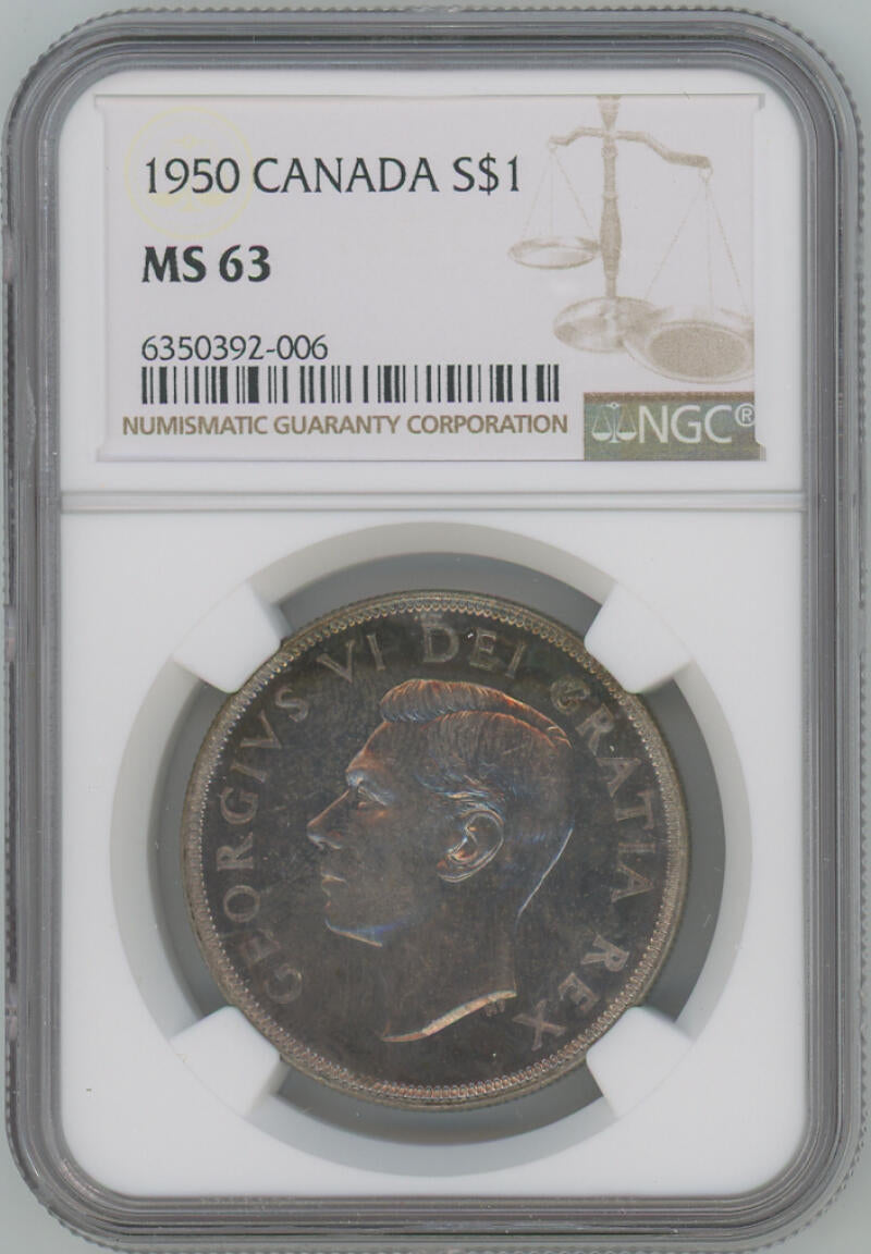 1950 Canada Silver Dollar. NGC MS63 Image 1