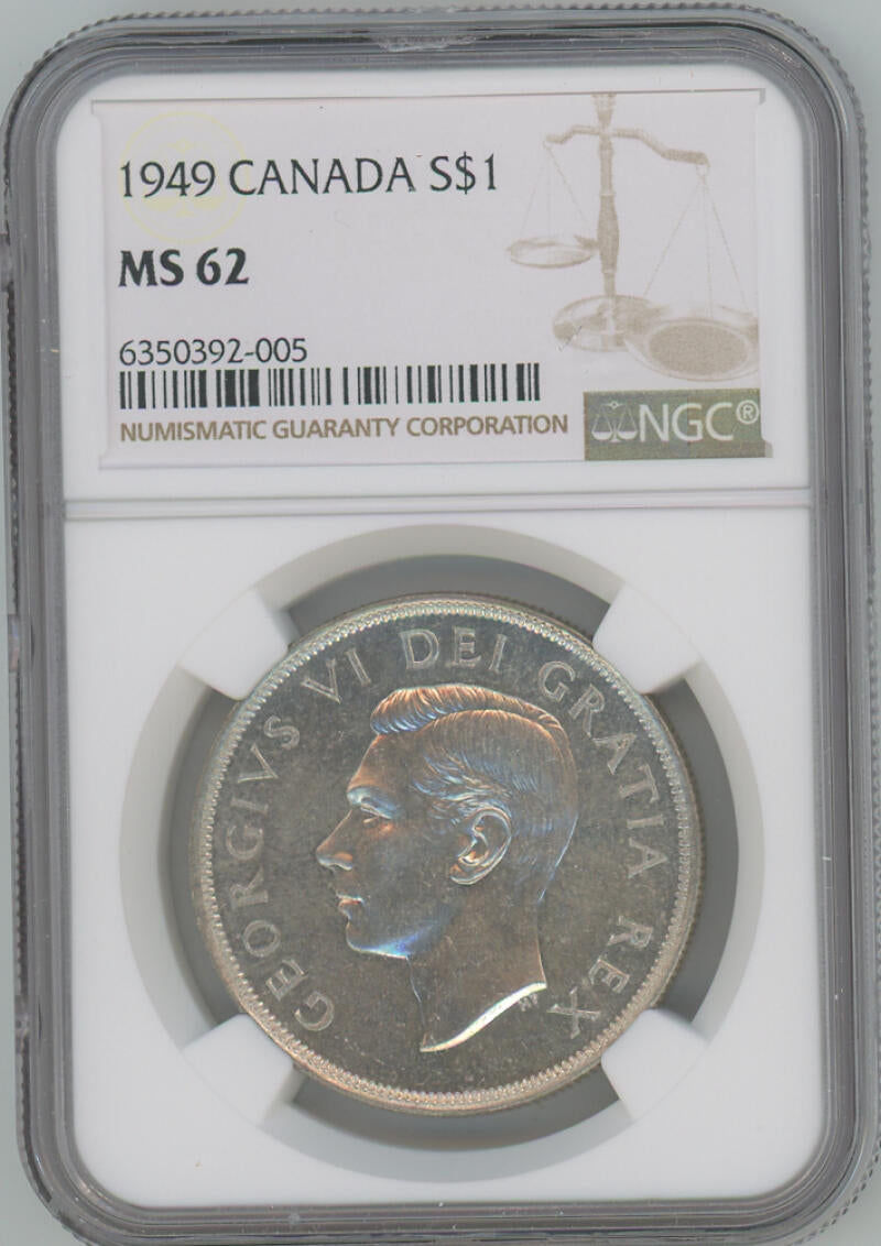 1949 Canada Silver Dollar. NGC MS62 Image 1