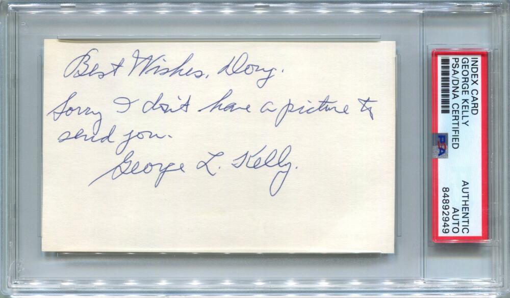 George Kelly Signed Index Card. PSA Authentic.(jm) Image 1