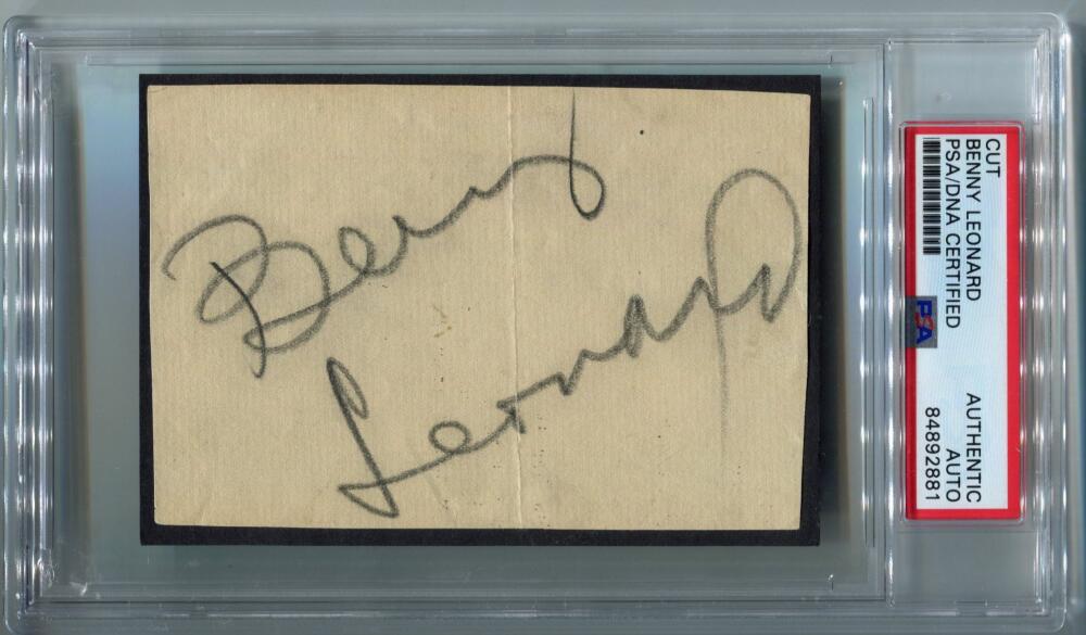 Benny Leonard Signed Cut Card. Auto PSA  Image 1