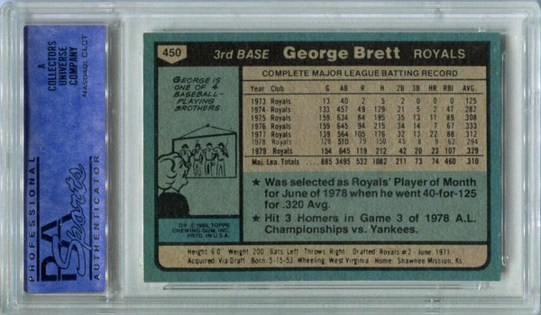 1980 Topps George Brett A.L. All-Star #450. PSA NM-MT 8 Image 2