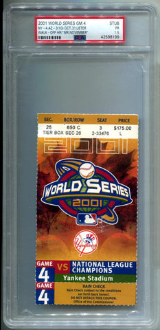 2001 World Series Game 4 Ticket Stub, Mr. November Walk-Off. Auto PSA Image 1
