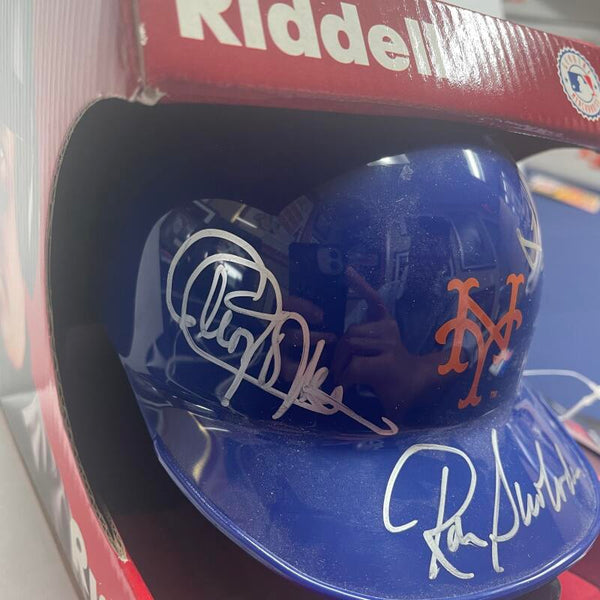 1969 Mets Outfield Signed Mini Helmet. Tommy Agee, Cleon Jones, Ron Swoboda. Auto PSA Image 2
