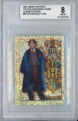 2001 Harry Potter & The Philosopher's Stone Ron Weasley Foil Album Sticker #84. Beckett 8 Image 1