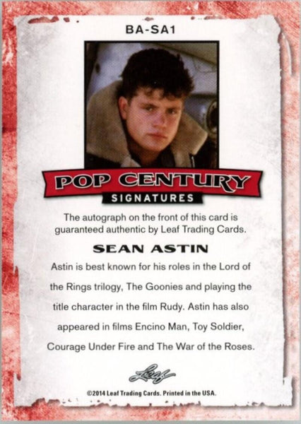2014 Leaf Sean Astin Signed Pop Century Signatures. Auto BA-SA1 Image 2