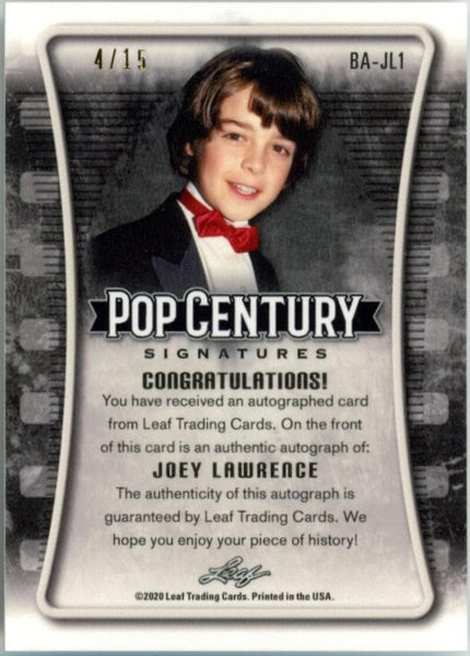 2020 Leaf Joey Lawrence Signed Pop Century Signatures Silver. Auto BA-JL1 4/15 Image 2