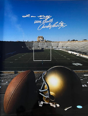 Notre Dame Lou Holtz and "Never Quit" Rudy Ruettiger Signed 16x20 Photograph. Auto Steiner  Image 1