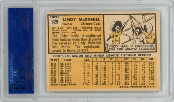 Lindy McDaniel 1963 Topps #329. PSA 7  Image 2