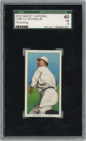 Cy Seymour 1910 Sweet Caporal T206 #40. SGC 3  Image 1
