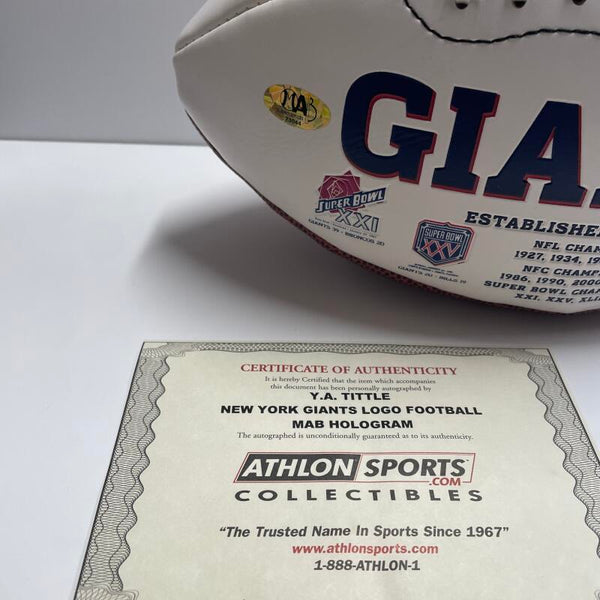 Y.A. Tittle Signed NY Giants Football. Auto MAB  Image 4