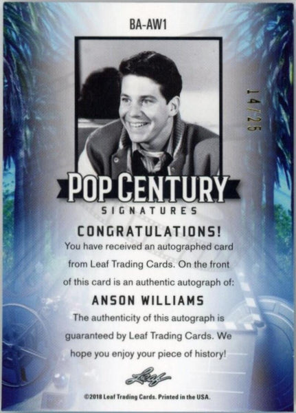 Anson Williams Happy Days Potsie LE 14/25 Signed 2018 Leaf Pop Century  Image 2