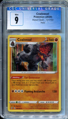 2020 Pokemon Coalossal Rebel Clash 107/192 Hologram. CGC Mint 9 Image 1