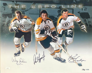 Boston Bruins Signed 16x20 Photo. Esposito, Cashman, Hodge. Auto JSA  Image 1