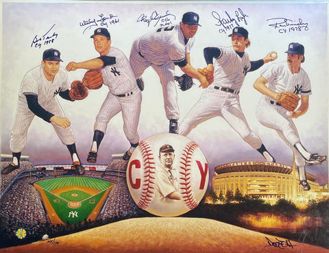 NY Yankees Signed + Inscribed  Cy Young Award Winners 20x24 Photo LE/170. Auto PSA  Image 1