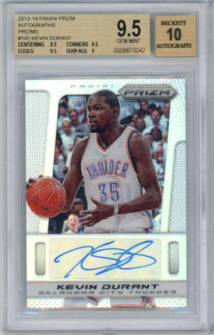 2013-14 Kevin Durant Panini Prizm Signed Card #142. Beckett 9.5 Auto 10  Image 1