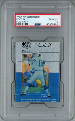 2000 SP Authentic Football Foil Pack PSA 10. Tom Brady Rookie Image 1