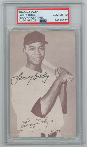 1947-66 Exhibit Larry Doby Signed Trading Card. Auto PSA Mint 10  Image 1