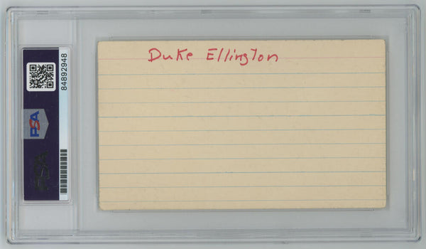 Duke Ellington Signed + Inscribed "Good Luck" 3x5 Index Card. Auto PSA (JM) Image 2