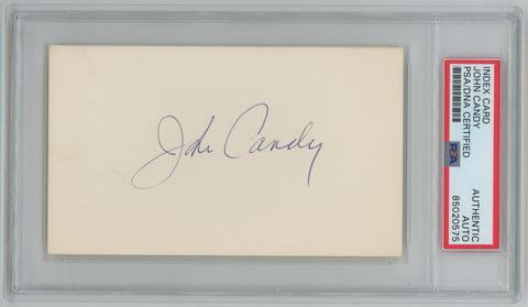 John Candy Signed 3x5 Index Card. Auto PSA  Image 1