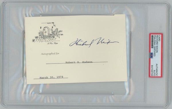Richard Nixon Signed Card Dated March 30, 1978. Auto PSA Image 1