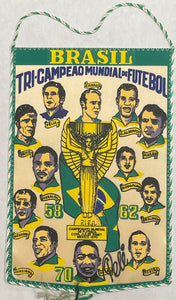 1970 Pele Signed Original World Cup Silk Championship Banner Pennant. PSA 10  Image 1