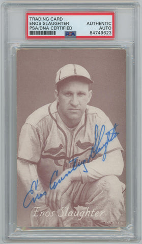 1947-1966 Enos Country Slaughter Signed Exhibit Trading Card. Auto PSA  Image 1