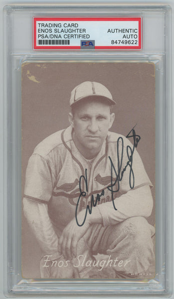 1947-1966 Enos Country Slaughter Signed Exhibit Trading Card. Auto PSA  Image 1