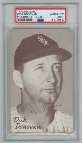 1947-1966 Dick Donovan Signed Exhibit Trading Card. Auto PSA  Image 1