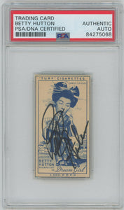 1949 Turf Cigarettes Famous Film Stars Autograph Card. Betty Hutton #35 PSA Image 1