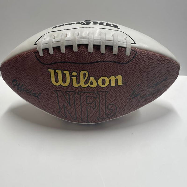 Sam Huff, Frank Gifford, Rosie Brown HOF Inscribed Signed Football. Auto PSA NFL  Image 2