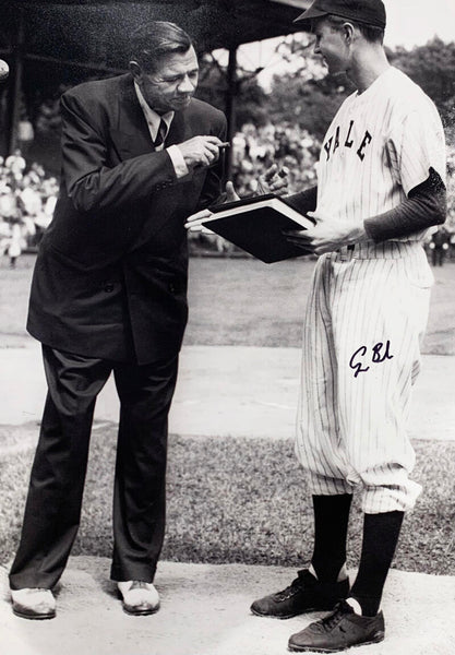 George HW Bush Signed 16x20 with Babe Ruth, Yale Baseball 1948. PSA Gem Mint 10 Image 2