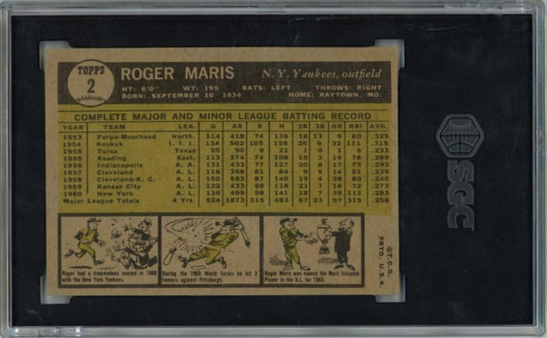 1961 Topps Roger Maris #1. SGC 4 Image 2